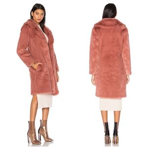 LPA Faux Fur Coat 111 Deep Mauve Size Small